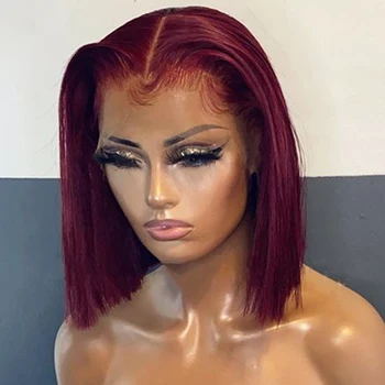 99J Color Headband Wig with Baby Hair Short Bob Brazilian Hair Wig Black Root Lace Front Wig Glueless For Women 
99J Color Headband Wig with Baby Hair Short Bob Brazilian Hair Wig Black Root Lace Front Wig Glueless For Women