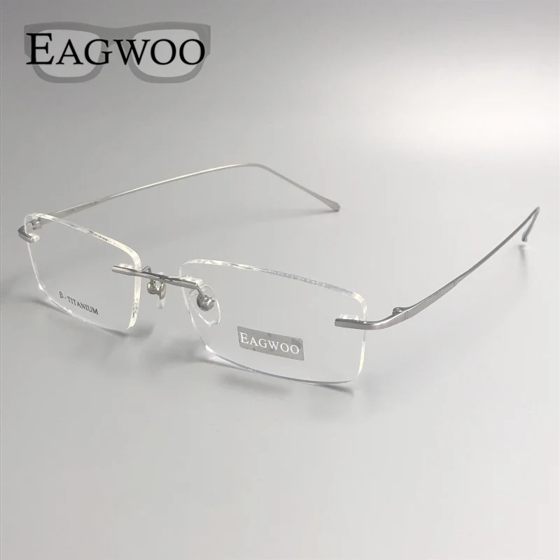 

Pure Titanium Eyeglasses Rimless Optical Frame Prescription Spectacle Frameless Glasses For Wide Face With Long Temple 145mm