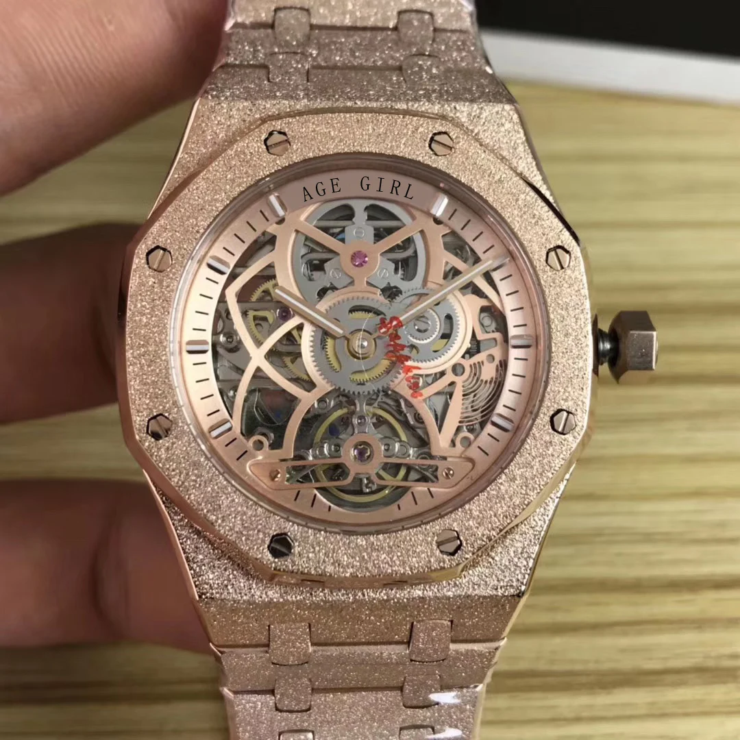 Famous Brand New Men Stainless Steel Automatic Mechanical Sapphire Watches Rose Gold Tourbillion Skeleton Royal Oaks Transparent
Famous Brand New Men Stainless Steel Automatic Mechanical Sapphire Watches Rose Gold Tourbillion Skeleton Royal Oaks Transparent