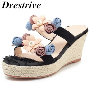 Drestrive Women Sandals Sheepskin Wedges Heel Platform Flower 2020 Summer Girls High Heel Shoes Slipper Black Sweet Outside
Drestrive Women Sandals Sheepskin Wedges Heel Platform Flower 2020 Summer Girls High Heel Shoes Slipper Black Sweet Outside