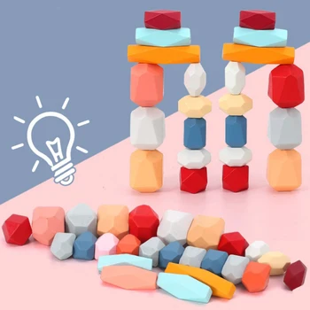 Rainbow Wooden Stacking Building block Colored Stone Jenga Children's Wooden Educational Toy Creative Nordic Style Toy Gift
Rainbow Wooden Stacking Building block Colored Stone Jenga Children's Wooden Educational Toy Creative Nordic Style Toy Gift