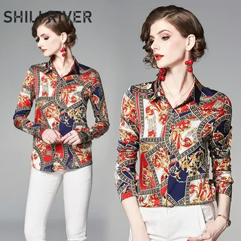 Spring autumn new runway fashion designer tops for women long sleeve blouse slim casual print paisley luxury elegant lapel shirt 
Spring autumn new runway fashion designer tops for women long sleeve blouse slim casual print paisley luxury elegant lapel shirt