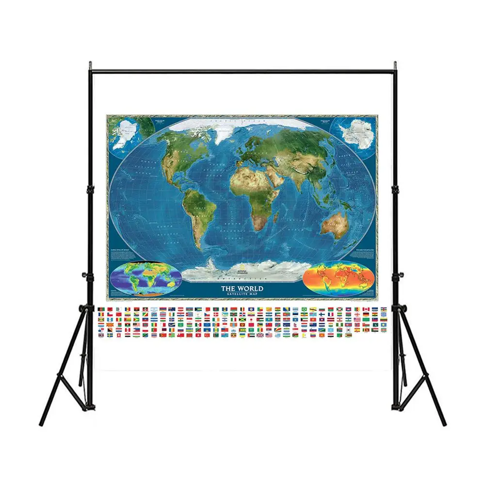 150X150cm Non-woven Spray World Map The World Satellite Map with National Flag and Surface Temperature Map
150X150cm Non-woven Spray World Map The World Satellite Map with National Flag and Surface Temperature Map