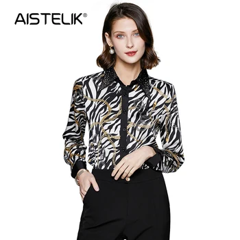 AISTELIK 2020 spring and summer autumn fashion color shirt women's new printed lapel beaded single-breasted blouse suit
AISTELIK 2020 spring and summer autumn fashion color shirt women's new printed lapel beaded single-breasted blouse suit