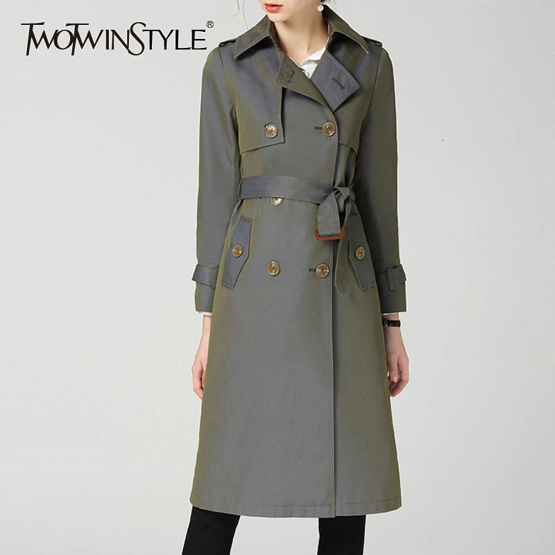 TWOTWINSTYLE Elegant Women's Windbreaker Lapel Collar Long Sleeve Sashes Straight Trench Coat Female Autumn Fashion New 2019
TWOTWINSTYLE Elegant Women's Windbreaker Lapel Collar Long Sleeve Sashes Straight Trench Coat Female Autumn Fashion New 2019