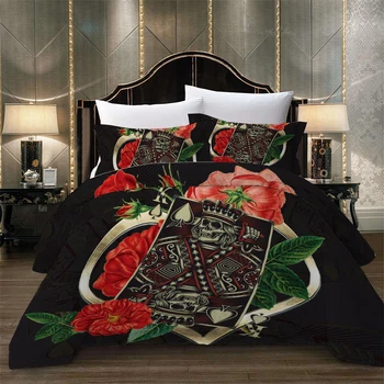 BEST.WENSD Reactive Printing Quality duvetcover set sugar skull king size comforter set rose poker Bone 2/3pcs bedding black
BEST.WENSD Reactive Printing Quality duvetcover set sugar skull king size comforter set rose poker Bone 2/3pcs bedding black