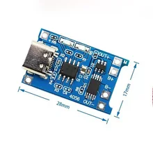 New Type-c/USB 5V 1A 18650 TP4056 Lithium Battery Charger Module Charging Board With Protection Dual Functions 1A Li-ion
New Type-c/USB 5V 1A 18650 TP4056 Lithium Battery Charger Module Charging Board With Protection Dual Functions 1A Li-ion