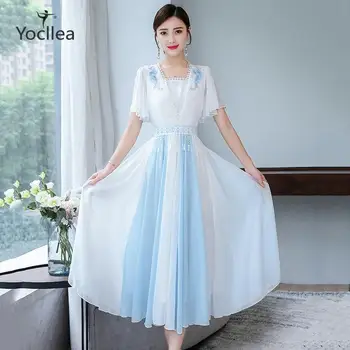 Summer Dress Women Blue and white Patchwork dress Chinese style slim Sweet girl fairy long dresses
Summer Dress Women Blue and white Patchwork dress Chinese style slim Sweet girl fairy long dresses