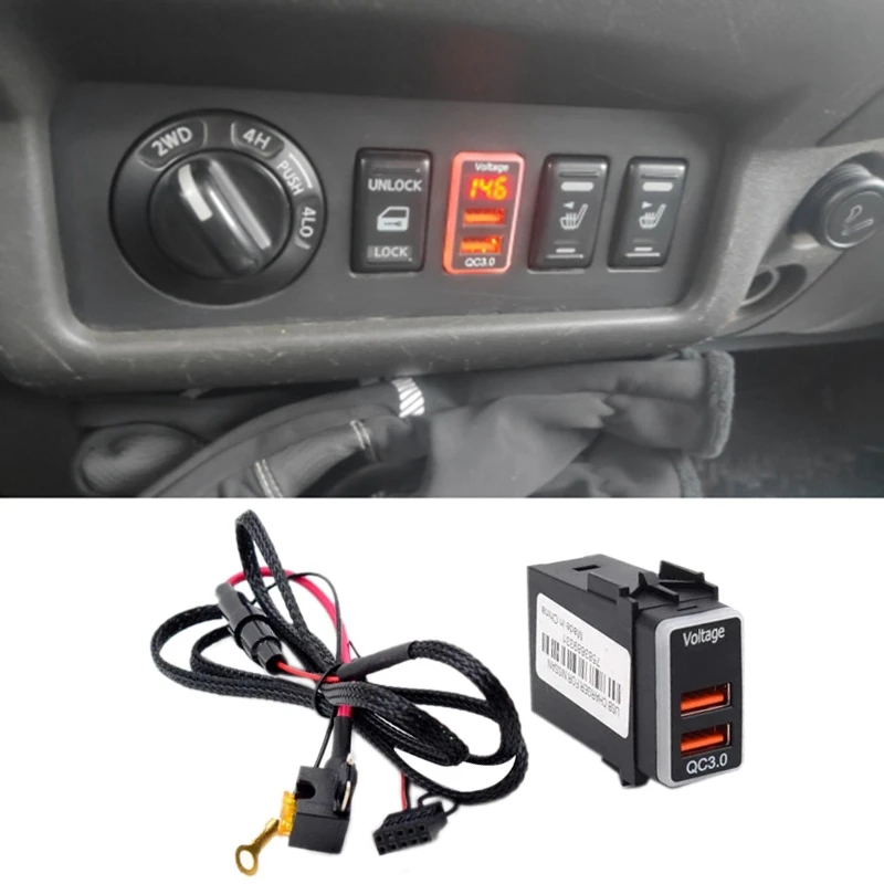 Car USB Port Charger USB QC3.0 Quick Fast Charging Connector with Voltage Display Meter for Nissan Qashqai X-Trail
Car USB Port Charger USB QC3.0 Quick Fast Charging Connector with Voltage Display Meter for Nissan Qashqai X-Trail