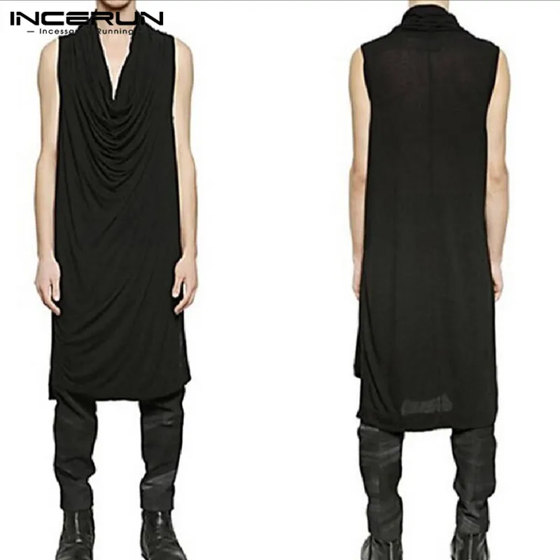 Summer Mens Sleeveless Shirts Fashion Stylish Irregular Collar Tops Casual Black Long Shirt Solid Color Lengthen Blouse INCERUN
Summer Mens Sleeveless Shirts Fashion Stylish Irregular Collar Tops Casual Black Long Shirt Solid Color Lengthen Blouse INCERUN
