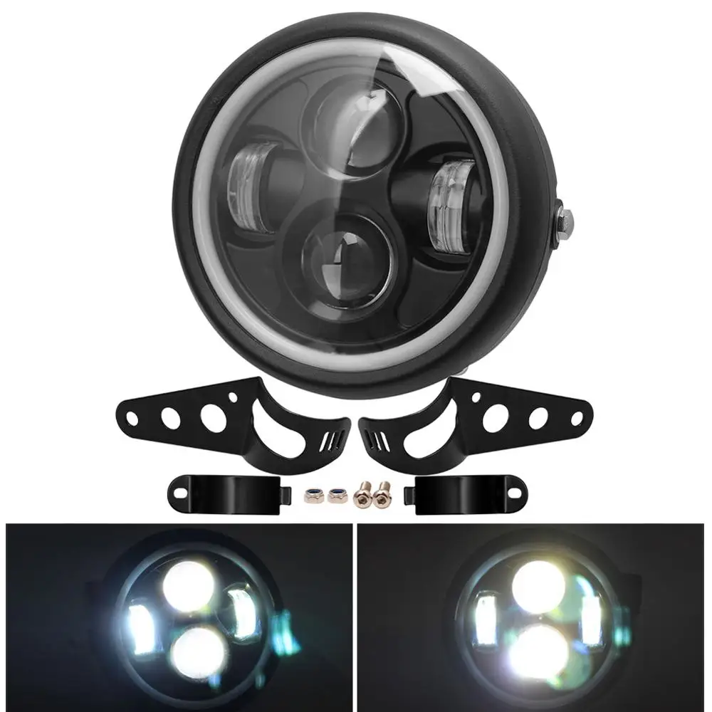 6.5" Motorcycle Universal LED Headlight Hi&Lo HeadLamp Bulb DRL With Angel Ring + Mount Bracket For Harley Sportster Cafe Racer
6.5" Motorcycle Universal LED Headlight Hi&Lo HeadLamp Bulb DRL With Angel Ring + Mount Bracket For Harley Sportster Cafe Racer