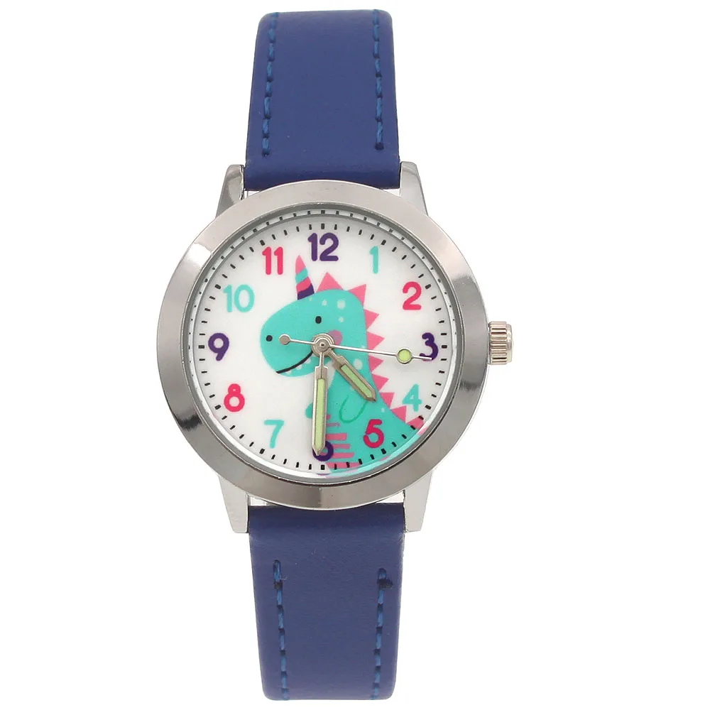 

New Fashion Children Watches Girls Dinosaur Dial Leather Cartoon Watch For Girls students Quartz Wristwatches Christmas gift