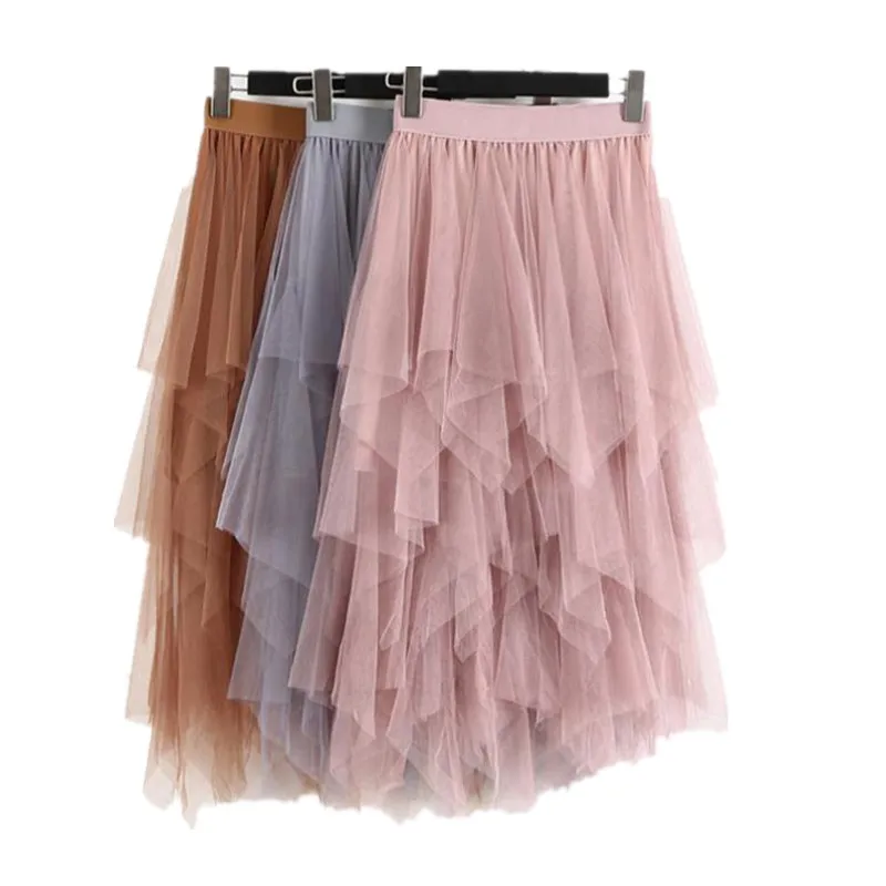 Women Spring And Summer New Irregular Mesh Stitching Female Ball Grown Skirt High Waist Show Thin Solid Color Skirt 3027 07
Women Spring And Summer New Irregular Mesh Stitching Female Ball Grown Skirt High Waist Show Thin Solid Color Skirt 3027 07