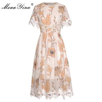 MoaaYina Fashion Runway dress Summer Women's Dress Bow Short sleeve Embroidery Print Dresses
MoaaYina Fashion Runway dress Summer Women's Dress Bow Short sleeve Embroidery Print Dresses
