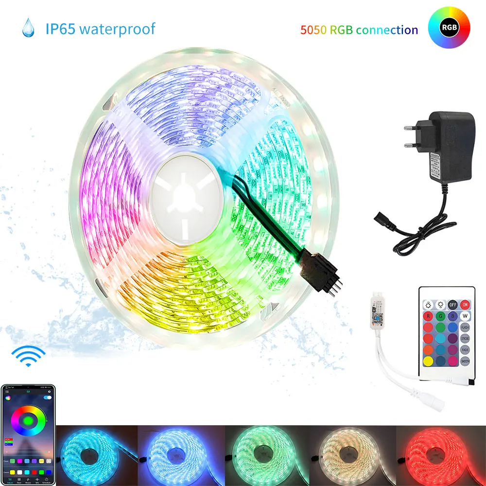 RGB LED Strip 5050 Light Waterproof Backlight with IR Controlled 12v Colored Lights Neon Tape for Bedroom Dining Room Decoration
RGB LED Strip 5050 Light Waterproof Backlight with IR Controlled 12v Colored Lights Neon Tape for Bedroom Dining Room Decoration