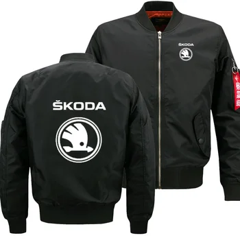 

2020Mens Flying jacket Wintter Warm Slim Fit Fly Pilot jacket men for Skoda Car Logo Sweatshirt Hip Hop Harajuku Male Clothing N