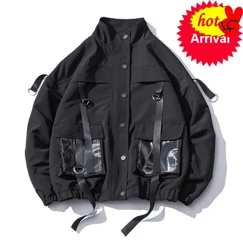 Men New Arrival Fashion Men's Overalls Jacket Transparent Pocket Coat Loose-fitting Hip Hop Couple Wind Jacket US Size
Men New Arrival Fashion Men's Overalls Jacket Transparent Pocket Coat Loose-fitting Hip Hop Couple Wind Jacket US Size