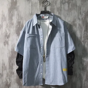 Retro Denim Stripe Men Shirt Loose Simple Long Sleeve Button Collar Shirts Japanese High Street Men Autumn Party Clothes MM60NCS 
Retro Denim Stripe Men Shirt Loose Simple Long Sleeve Button Collar Shirts Japanese High Street Men Autumn Party Clothes MM60NCS