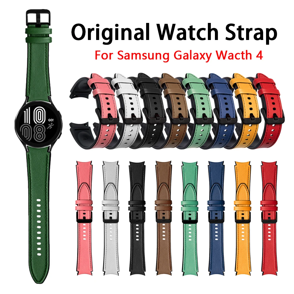 

20mm Silicone+leather Strap for Samsung Galaxy Watch 4 Classic 46mm 42mm/Watch4 44mm 40mm Band Buckle Wristbands Bracelet Belt