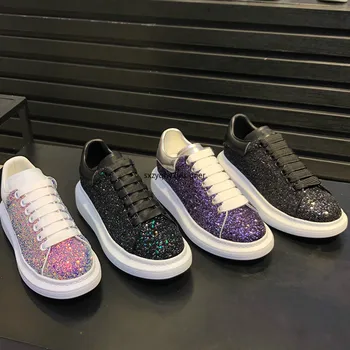 Blingbling Shiny Sequins Leather Women Sneakers Chunky Heel Wedge Shoes Women Luxury Designer Platform Lace-up Casual Shoes New
Blingbling Shiny Sequins Leather Women Sneakers Chunky Heel Wedge Shoes Women Luxury Designer Platform Lace-up Casual Shoes New