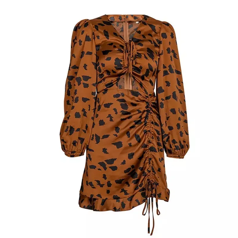 CAWA Ruffle Drawstring Leopard Dress Fashion Vintage Animal Print Ladies V-Neck Ruff Sleeve Sexy Mini Dress
CAWA Ruffle Drawstring Leopard Dress Fashion Vintage Animal Print Ladies V-Neck Ruff Sleeve Sexy Mini Dress