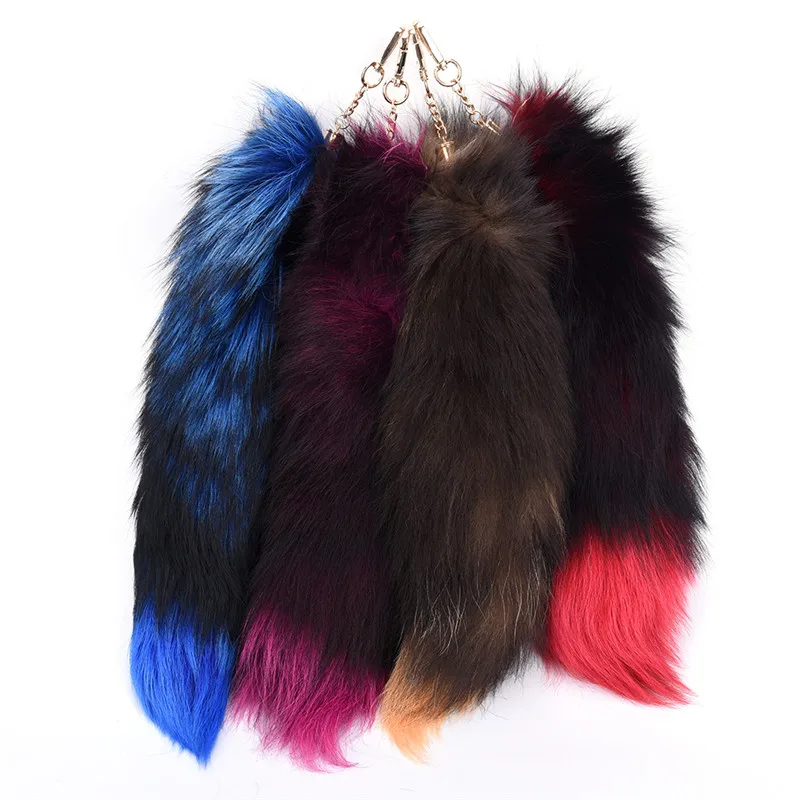 1 Pcs Women Fox Fur Tail Tassel Bag Tag Charm Handbag Pendant Accessory Large Keychain 4 Colors High Quality | Украшения и