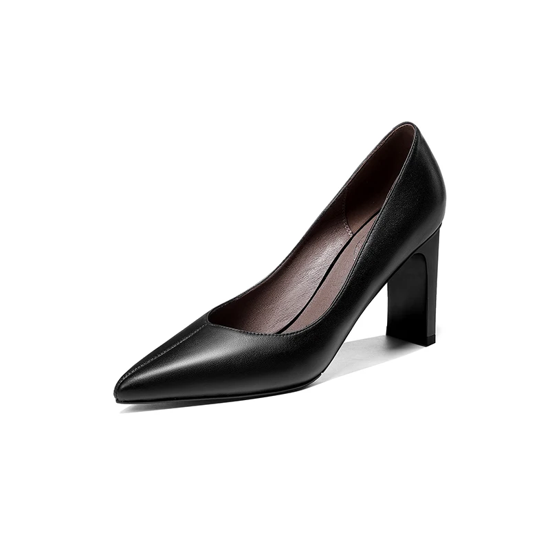 European Style High Heels Female Solid Color Pumps 2020 New Leather Pointed Thick Professional Shoes Women Shoes Fashion Soft European Style High Heels Female Solid Color Pumps 2020 New Leather Pointed Thick Professional Shoes Women Shoes Fashion Soft