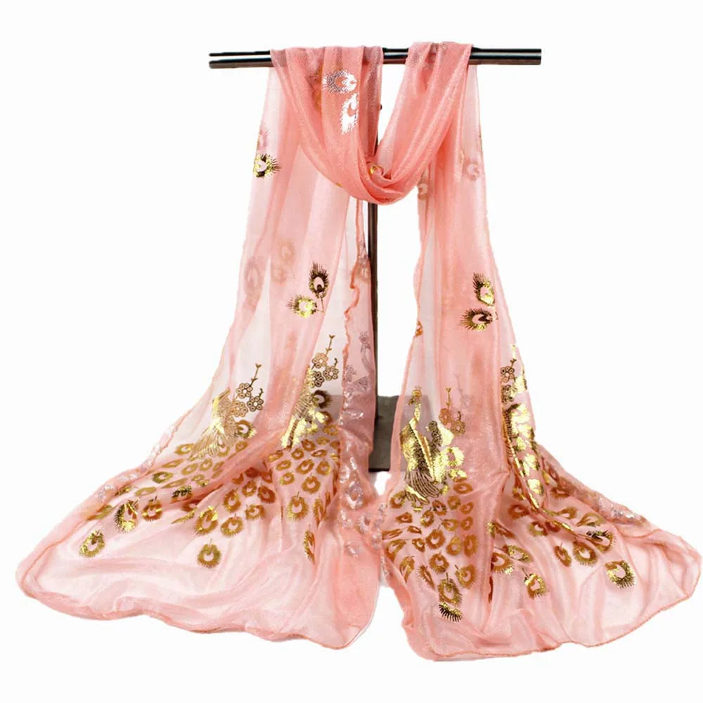 Scarf Women Lady Multi-color Peacock Flower Silk Scarf Long Soft Wrap Shawl Stole Pashmina Шарф Bufandas Invierno Mujer 2019 
Scarf Women Lady Multi-color Peacock Flower Silk Scarf Long Soft Wrap Shawl Stole Pashmina Шарф Bufandas Invierno Mujer 2019