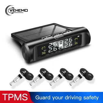 VEHEMO Car TPMS Tire Temperature and Pressure Monitoring System Solar Power Digital LCD Display with 4pcs Built-in Sensors
VEHEMO Car TPMS Tire Temperature and Pressure Monitoring System Solar Power Digital LCD Display with 4pcs Built-in Sensors