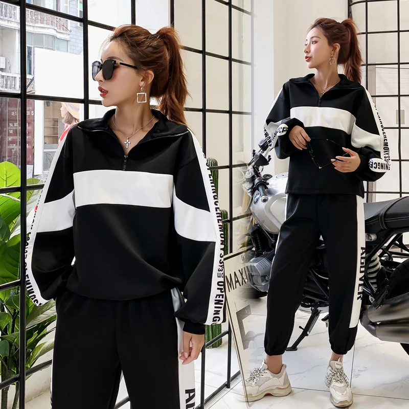 Spring autumn Sportswear 2 piece sets womens outfits Casual white stripes Long Sleeve tops+pants female two piece suit clothes
Spring autumn Sportswear 2 piece sets womens outfits Casual white stripes Long Sleeve tops+pants female two piece suit clothes