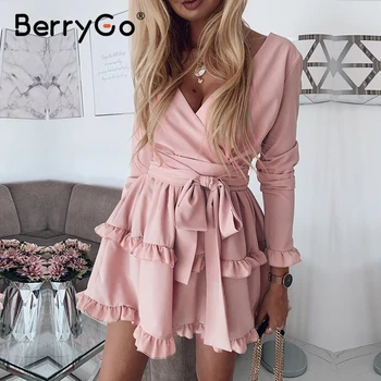 BerryGo Long sleeve ruffle pink women dress High wasit summer dress elegant V-neck streetwear chic ladies short party dress 2020
BerryGo Long sleeve ruffle pink women dress High wasit summer dress elegant V-neck streetwear chic ladies short party dress 2020