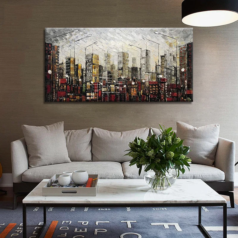 Waliicorners City Build Large Wall Paintings Handmade Oil Painting Home Office Modern Abstract Wall Canvas 22 H64c28eef327e4a2983e9d9e7f2e7d93ez