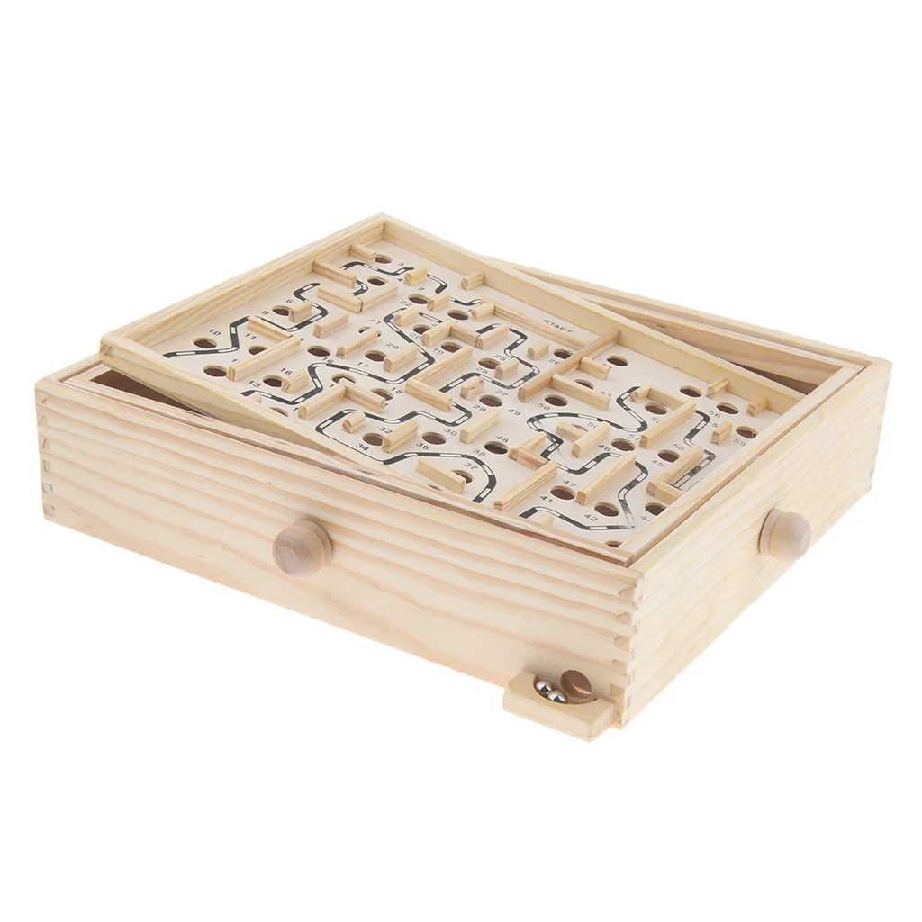 Wood Labyrinth Puzzle Balance Board Bead Maze Game Educational Toy Wood Labyrinth Puzzle Balance Board Bead Maze Game Educational Toy