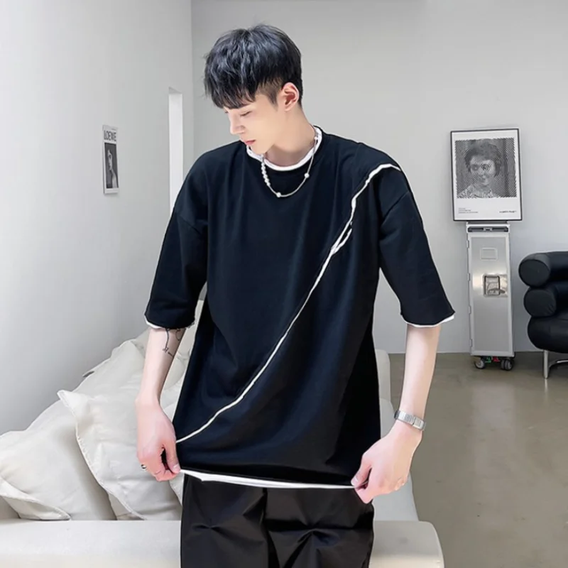 Men's Short Sleeve T-Shirt Summer New Korean Fashion Youth Personality Dividing Line Leisure Loose Large Size Half Sleeve
Men's Short Sleeve T-Shirt Summer New Korean Fashion Youth Personality Dividing Line Leisure Loose Large Size Half Sleeve