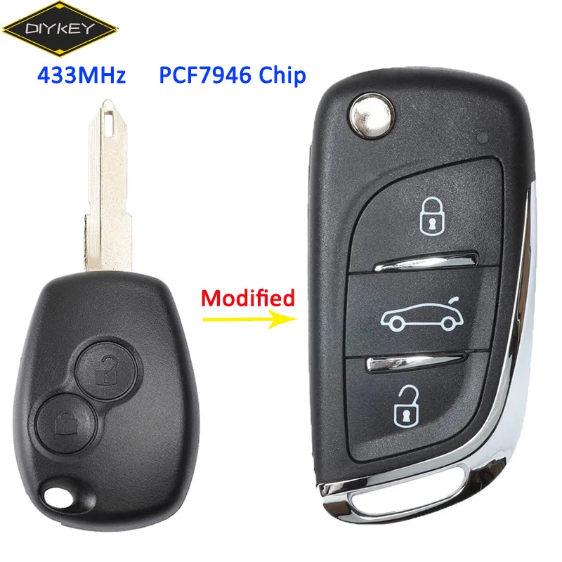 Кнопка DIYKEY 433 МГц PCF7946 для Renault Master Modus Traffic Clio 3 Kangoo 2 2006-2010 | Автомобили и мотоциклы