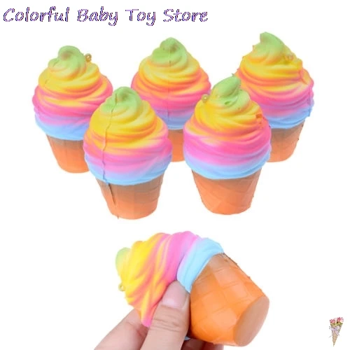 

Jumbo Squishy Rainbow Ice Cream Super Slow Rising Kawaii Bread Bun Cake Sweet Charm Scented Kid Toy Gift Wholesale