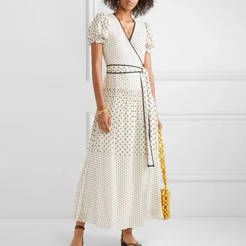 Women Polka Dot Dress Maxi High Waist Sashes Tunic Summer Dress Long High Street
Women Polka Dot Dress Maxi High Waist Sashes Tunic Summer Dress Long High Street