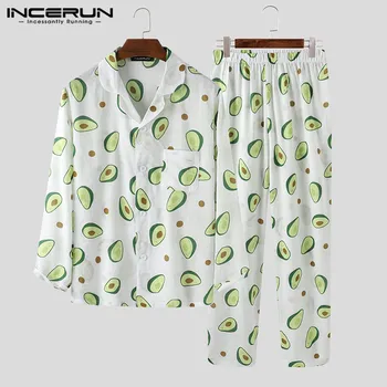 Men Pajamas Sets Fruit Printed Homewear Long Sleeve Button Soft Cozy Nightwear Pants Leisure Men Sleepwear Sets 2 Pieces INCERUN
Men Pajamas Sets Fruit Printed Homewear Long Sleeve Button Soft Cozy Nightwear Pants Leisure Men Sleepwear Sets 2 Pieces INCERUN