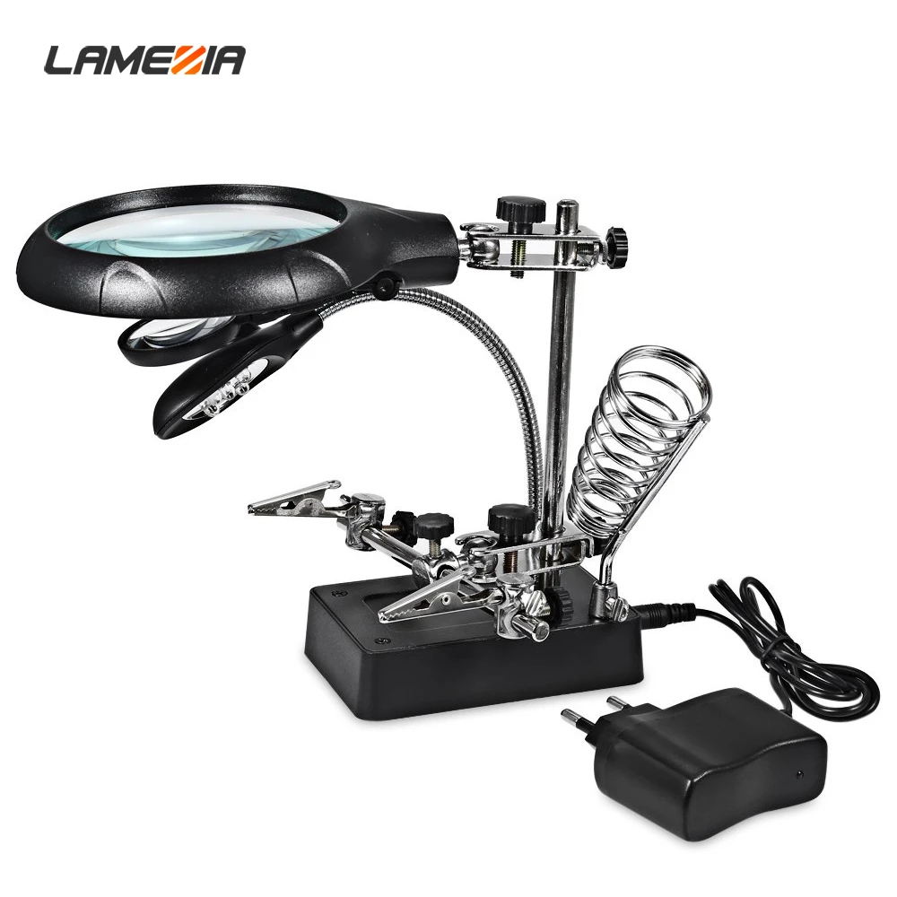 LAMEZIA Magnifier Desktop Loupe Microscope Magnifying Glass With LED Light Desk Third Hand Soldering Arm Gafas Holder
LAMEZIA Magnifier Desktop Loupe Microscope Magnifying Glass With LED Light Desk Third Hand Soldering Arm Gafas Holder