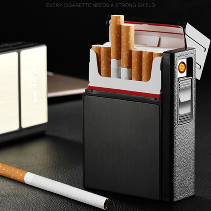 Чехол для сигарет 20 шт. зажигалка с беспламенным съемным набором ветрозащитная