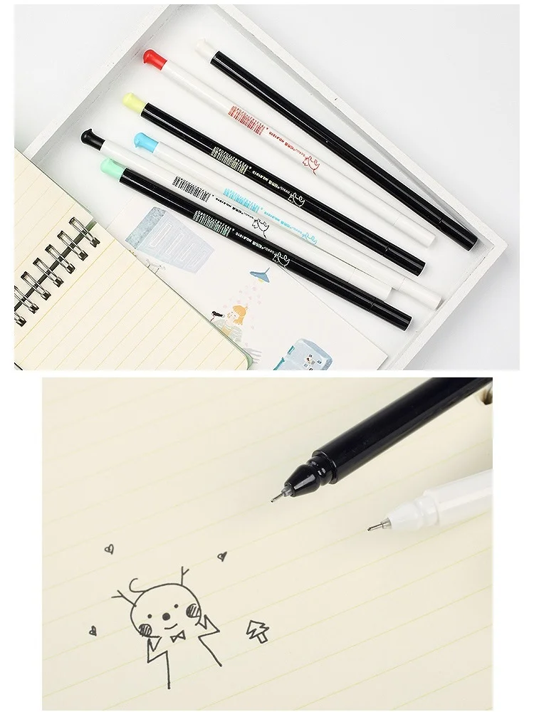 

6pcs Cute Cartoon Cat Gel Pen Black Color ink Roller ball Pens for Writing Stationery Office School Student Supplies A6153