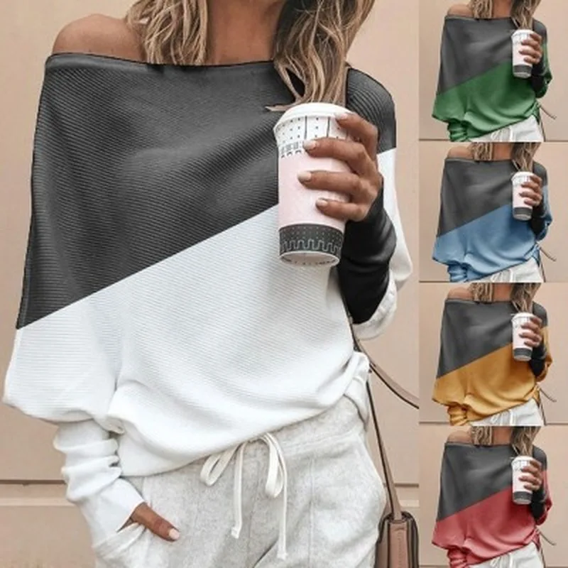 Loose and Plus-sized Women's Fashion T-shirt 2020 Autumn and Summer New Stitching Contrasting Color Long Sleeve Clothes
Loose and Plus-sized Women's Fashion T-shirt 2020 Autumn and Summer New Stitching Contrasting Color Long Sleeve Clothes