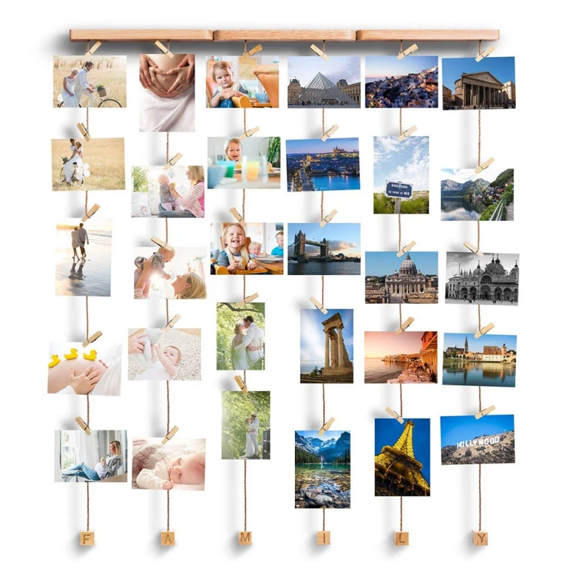 Household Nordic Style Wooden Photo Frame With Photo Clips Unique Photo Frame Wall Hanging Decoration Craft Home Accessories
Household Nordic Style Wooden Photo Frame With Photo Clips Unique Photo Frame Wall Hanging Decoration Craft Home Accessories