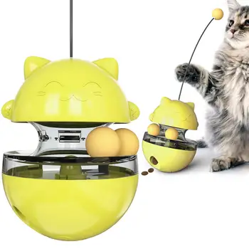 Portable Funny Cat Toy Pet Training Tool Cat Leaking Food Ball Toy Yellow 
Portable Funny Cat Toy Pet Training Tool Cat Leaking Food Ball Toy Yellow