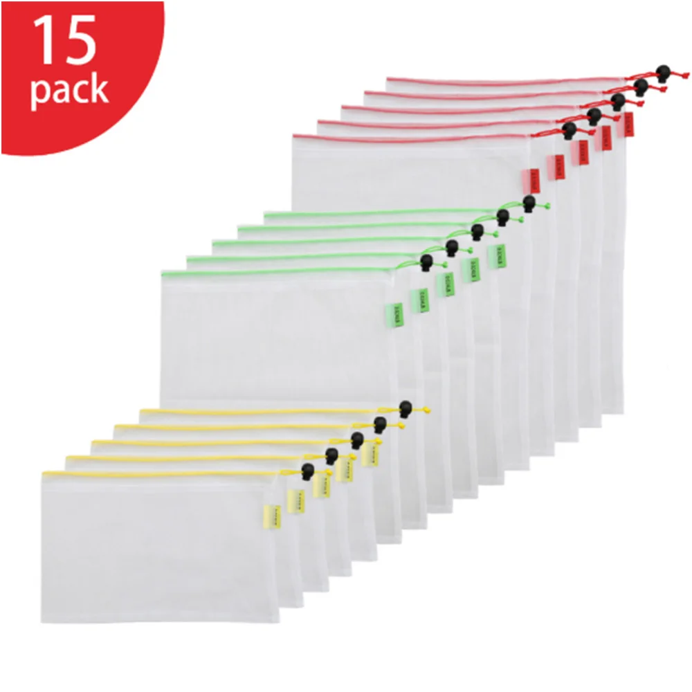 15Pcs Reusable Mesh Generation Bag Drawstring Bag Vegetable Fruit Toy Storage Bag Fruit Shopping Bag Food Storage Organizer Bag
15Pcs Reusable Mesh Generation Bag Drawstring Bag Vegetable Fruit Toy Storage Bag Fruit Shopping Bag Food Storage Organizer Bag