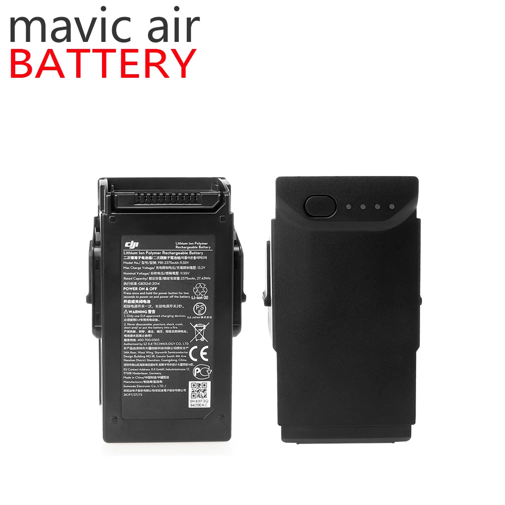 In stock Original DJI Mavic Air Intelligent Flight Battery Level B Max 21-min Flights time 2375 mAh for Mavic Air Accessories
In stock Original DJI Mavic Air Intelligent Flight Battery Level B Max 21-min Flights time 2375 mAh for Mavic Air Accessories