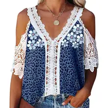 Fashion Floral Leopard Print Tops Stitching Lace Off-Shoulder Strap Wide Sleeve Tshirts Hollow Out Ladies Elegant Female Shirts
Fashion Floral Leopard Print Tops Stitching Lace Off-Shoulder Strap Wide Sleeve Tshirts Hollow Out Ladies Elegant Female Shirts