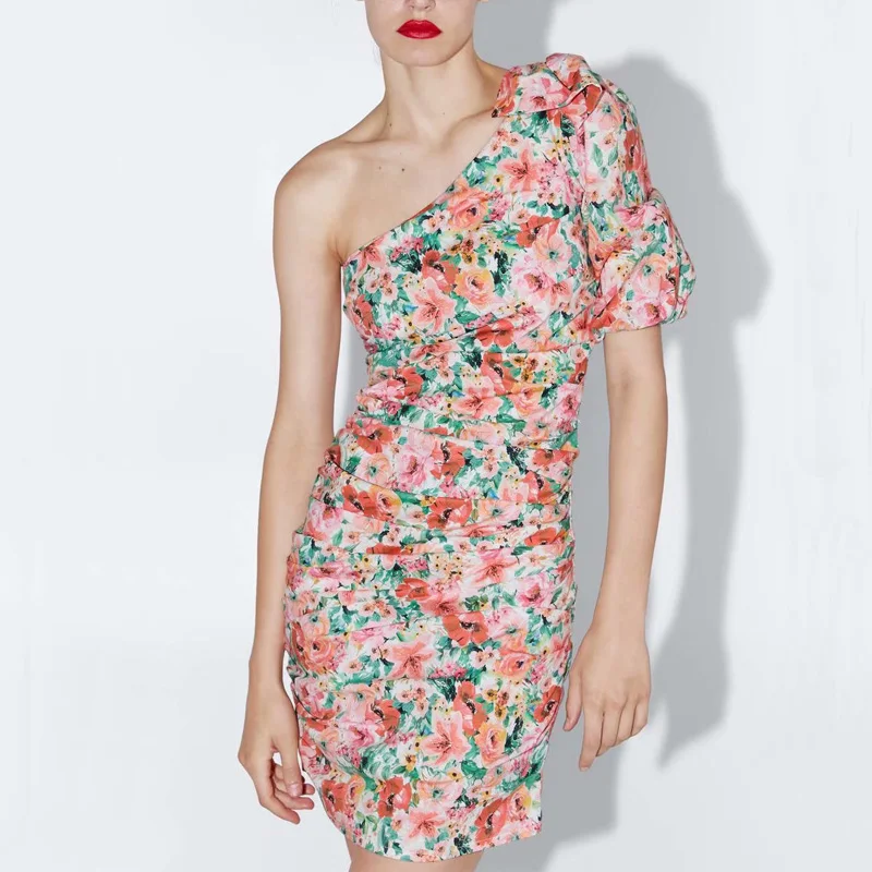 Summer women's dress casual flower print bow decoration asymmetric slim dress Vestidos
Summer women's dress casual flower print bow decoration asymmetric slim dress Vestidos