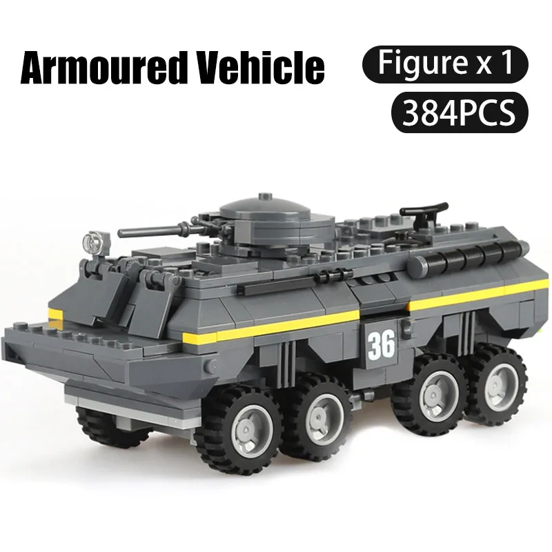 384PCS 3661 Military Army Car Series Armored ambush vehicle set Building Blocks DIY Soldier minifig model toys for children Gift
384PCS 3661 Military Army Car Series Armored ambush vehicle set Building Blocks DIY Soldier minifig model toys for children Gift