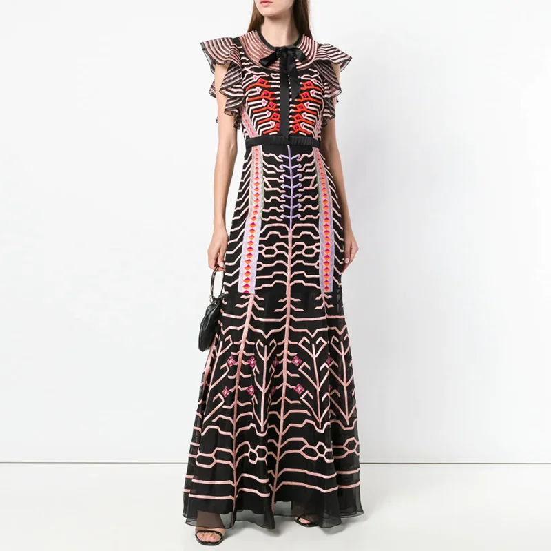 Spring-Summer 2020 New High-Quality Women'S Bohemia Embroidered Flower Mesh Ruffled Party Mid-Length Dress Retro Style
Spring-Summer 2020 New High-Quality Women'S Bohemia Embroidered Flower Mesh Ruffled Party Mid-Length Dress Retro Style